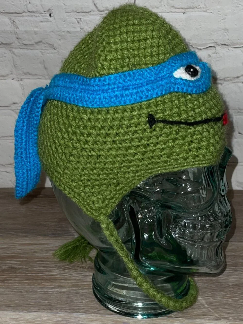 NEW HANDMADE TMNT LEONARDO CROCHET KNIT BEANIE CAP / HAT